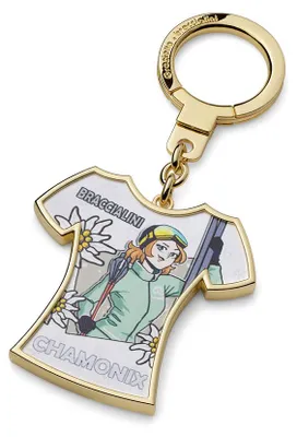 Image de Porte-clés Braccialini, métal blanc, pour femmes, motif T-shirt, accessoire de mode