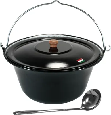 Produktbild von Gulaschkessel 15 Liter Emaille Deckel Schöpfkelle