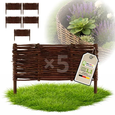 Obrázek produktu pro Floranica 5 kusů Vrbový plot 30 cm x 50 cm – Zahradní plot z vrbového proutí Palisáda Přírodní oplocení Ohraničení záhonu