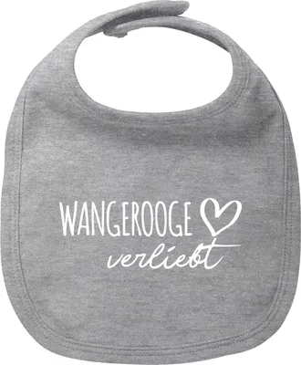Produktbild von Huuraa Baby Lätzchen Wangerooge verliebt Heather Grey Klettverschluss  Baumwolle Latz Geschenkidee