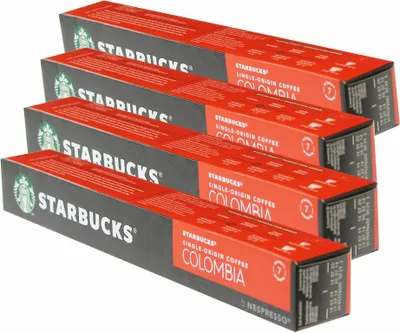 Imagen del producto de Starbucks, café de origen único de Colombia, set de 4, tueste medio, café molido, compatible con Nespresso, cápsulas de café, 40 cápsulas