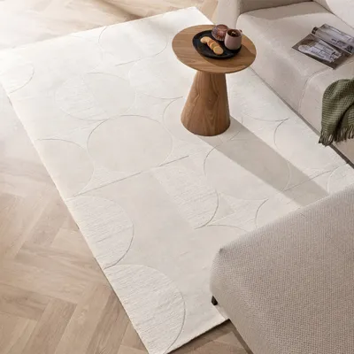 Produktbild von Volero - Wollteppich - Giselle Circles Weiß - 120x170 cm - Wohnzimmer, Esszimmer, Schlafzimmer - Klassik, Ländlich, Modern, Skandinavisch
