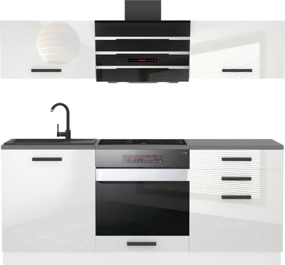 Immagine prodotto di Belini blocco cucina Sophia - mobili da cucina 180 cm cucina componibile completamente attrezzata senza elettrodomestici con pensili e basi, senza piani di lavoro, bianco lucido