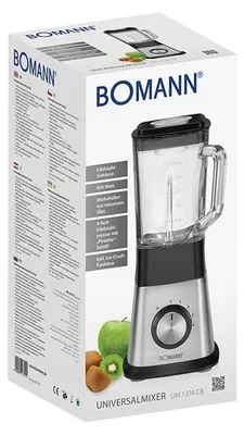 Immagine prodotto di Bomann UM 1374 CB frullatore universale, 4 lame in acciaio inox con taglio "Piranha", motore da 650 watt, funzione tritaghiaccio, alloggiamento in acciaio inox, 6 velocità, argento