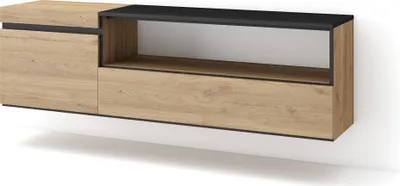 Immagine prodotto di COZY Mobile TV Soggiorno, 150x35x45cm, Per TV fino a 65, Sospeso, da appendere, Rovere e Nero