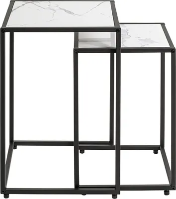 Produktbild von Satztisch >55384< (2-teilig) in schwarz, weiß - 33x50x33 und 28x43x28 (BxHxT)