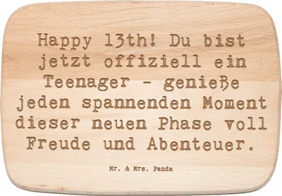 Produktbild von Mr. & Mrs. Panda Schneidebrett Spruch 13. Geburtstag - Transparent - Geschenk, Abenteuer, Teenager, Frühstücksbrett, Alles gut zum, neues Lebensjahr, Alter, schneidbrett
