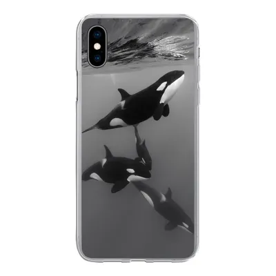 Produktbild von MuchoWow® Handyhülle Schutzhülle Hülle für iPhone Xs Orca - Wasser - Schwarz - Weiß Silikon Softcase Handy Hülle - Handytasche