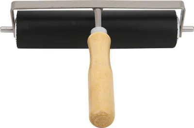 Produktbild von Gummi-Druckwalze 15cm, mit Holzgriff & abnehmbar, gleichmäßige Farbaufträge – langlebiges Kunstwerkzeug
