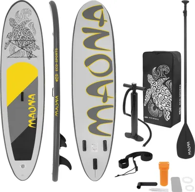 Obrázek produktu pro ECD-GERMANY 322008735, Paddleboard (SUP), Plochý, Plochý, Šedá, Světle šedá, Žlutá, EVA (ethylen-vinyl-acetát), Polyvinylchlorid (PVC), 120 kg