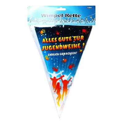 Produktbild von 1 WIMPELKETTE / GIRLANDE JUGENDWEIHE Kunststoff, 10 m, 15 Wimpel