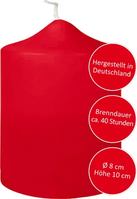 Produktbild von Fink CANDLE, getauchte Stumpenkerze, Paraffin, hellrot, L. 8 cm, B. 8 cm, H. 10 cm, D. 8 cm Höhe: 10.00 cm Breite: 8.00 cm Tiefe: 8.00cm Durchmesser: 8.00 cm 123570