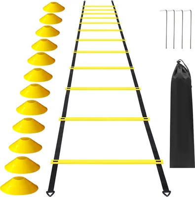 Produktbild von 12 Sprossen Agility Speed Ladder Set 19.7ft fuer Fussball-Fussball-Fitnesstraining