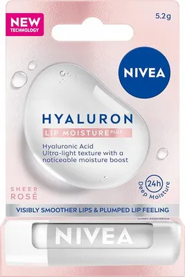 Imagen del producto de NIVEA Hyaluron Lip Moisture Plus, bálsamo labial hidratante con aroma a rosa, 5,2 g