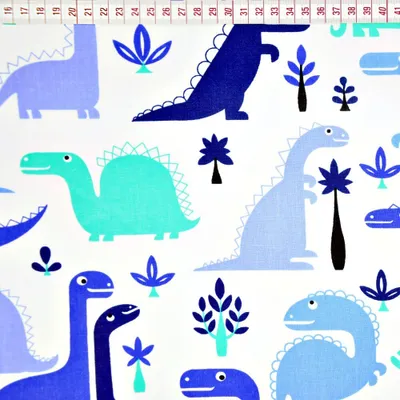 Produktbild von Baumwolle 100% Dinosaurier blau auf weißem Hintergrund