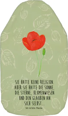 Produktbild von Mr. & Mrs. Panda Wärmekissen Blume Mohnblume - Blattgrün - Geschenk, Bettflasche, Religion, Garten, Mohn, wärmebeutel, Respekt, Wärmeflasche, Glaube, Motivation
