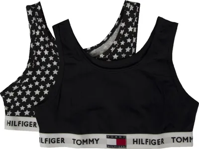 Zdjęcie produktu dla Zestaw 2 biustonoszy typu braletka dla dziewczynek TOMMY HILFINGER, nr katalogowy UG0UG00458 2PK BRALETTE PRINT, rozmiar L – dla dziewczynek w wieku 12–14 lat, 95% bawełna, 5% Elasthan