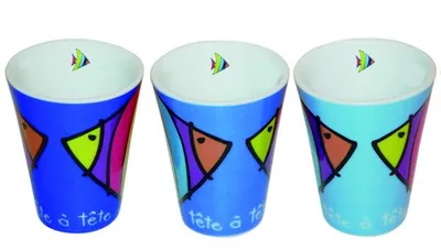 Produktbild von 6 Espressobecher mit Fisch Motiv - blau - Espresso