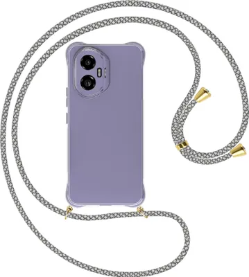 Produktbild von Handykette Backcover-Schutzhülle mit Band (Metall goldfarben) für Honor 300 5G - weiß/grau kariert