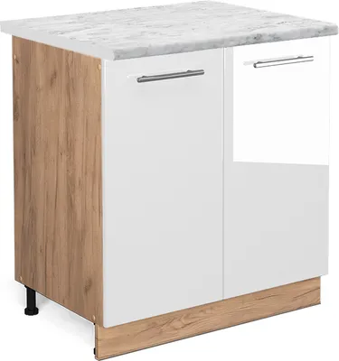 Produktbild von Spülenunterschrank Vicco Fame-Line Weiß Hochglanz 80 cm , AP Marmor, Model 45978
