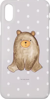 Produktbild von Mr. & Mrs. Panda Iphone 10 Handyhülle Bär sitzend - Grau Pastell - Geschenk, Hülle, Teddy, Handy, X, Cover