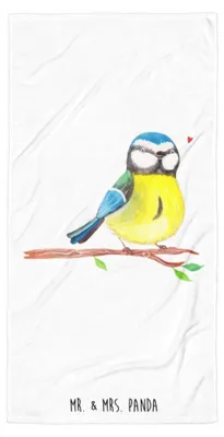 Produktbild von Mr. & Mrs. Panda Strandtuch Vogel Blaumeise - Weiß - Geschenk, Duschtuch, Ostern, Ostergrüße, Ostergeschenke, Duschhandtuch, Handtuch, Osterhase, Strandlaken, Frühling