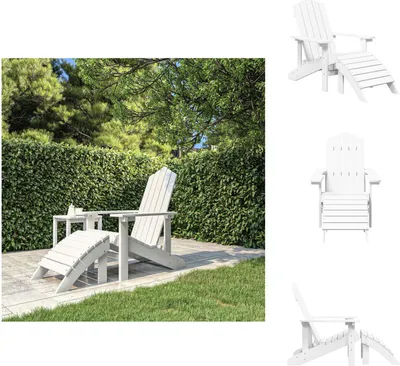Obrázek produktu pro vidaXL Zahradní židle Adirondack s podnožkou HDPE bílá - Zahradní židle