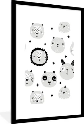Produktbild von MuchoWow® MuchoWow® Gerahmtes Poster Tiere - Kinder - Löwe - Jungen - Mädchen - Baby - Kind 60x90 cm - Poster mit zchwarzem Bilderrahmen - Dekoration - Wandposter Wohnzimmer - Hochwertig