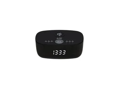Produktbild von AIC 28 BT Radiowecker mit Bluetooth Qi-Ladefunktion Dimmbares Display 2 Weckzeiten schwarz