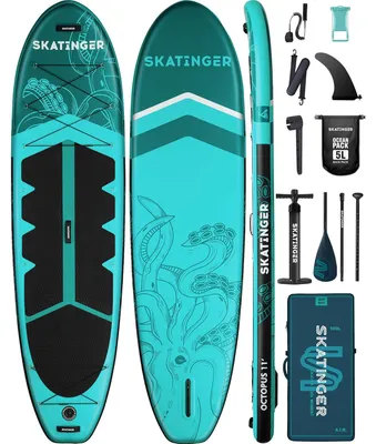 Obrázek produktu pro Univerzální paddleboard modré barvy, včetně pádla a pumpy, vhodný pro rekreaci a jógu