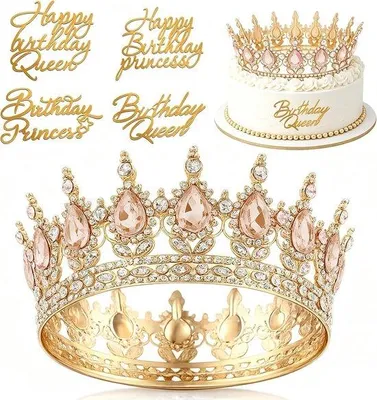 Produktbild von Mädchenkrone: Funkelnde Kristalltiara für Torten, glitzernde Geburtstagskrone für Mädchen, Tiara-Dekoration