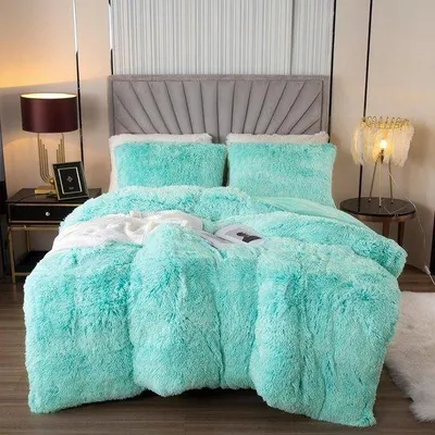 Imagen del producto de Juego de ropa de cama Famanu, 135 x 200 cm, de franela suave, color aguamarina degradado