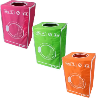 Produktbild von teprovo 3er Set bunt faltbarer Wäschekorb Wäschesammler Laundry Baskets Schmutzwäsche Korb Sortierer 50 L orange grün pink