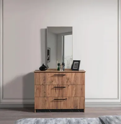 Produktbild von Schlafzimmer Luxus Kommoden mit Spiegel Weiß Moderne Möbel stilvolles 2tlg