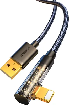 Zdjęcie produktu dla Joyroom Kabel kątowy do szybkiego ładowania i przesyłania danych, USB do Lightning, 2,4 A, 1,2 m, czarny (S-UL012A6)