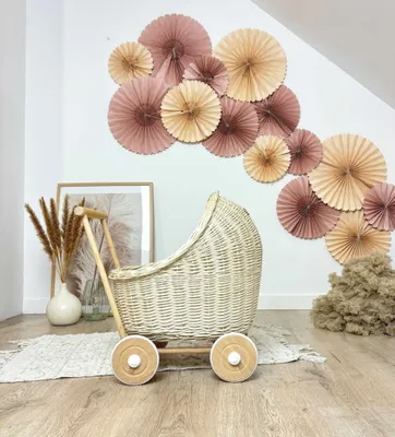 Obrázek produktu pro WikliBOX - Proutěný kočárek pro panenky Dumpy ecru 45x30xH48 cm