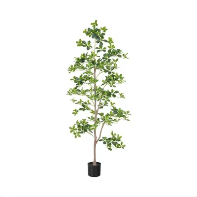 Produktbild von Künstlicher Schefflera Baum 180 cm – Kunstpflanze mit Naturstamm & Realistischen Blättern – Dekobaum für Innenbereich – Grün
