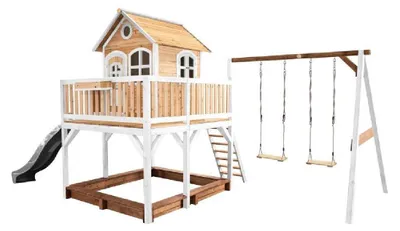Playhouse Liam 277 x 613 x 291 cm Holz Natur Weiß Grau
