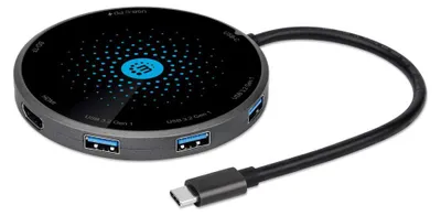 Immagine prodotto di Manhattan 166560 Manhattan USB-C 8-in-1 Dock m. Induktionsladegerät 10W