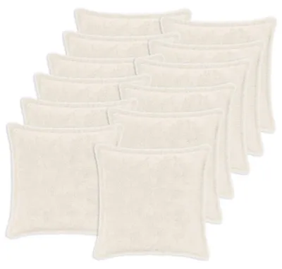 Image de vidaXL, housses de coussin, 12 pièces, HOUTEN, blanc, 50 x 50 cm, imitation fourrure de lapin