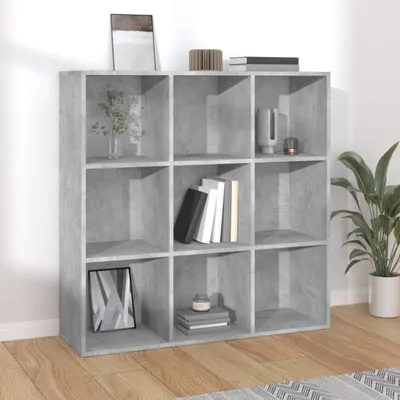 Produktbild von vidaXL Regál na knihy betonový šedý 98x29x97,5 cm Materiál na bázi dřeva