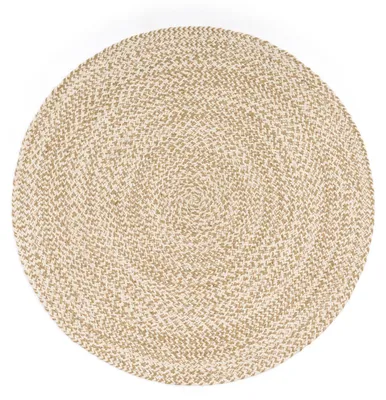 Produktbild von TT Home Wohnzimmer Teppich Jute Rund Modern Boho Ethno Handgefertigter Natur-Teppich Uni Größe 120 cm Rund