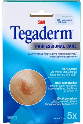 Produktbild von 3M Tegaderm Film 6 x 7 cm atmungsaktiver Transparentverband, 5 St. Pflaster