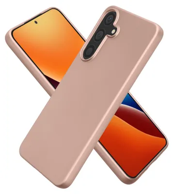 Produktbild von kwmobile Handyhülle für Samsung Galaxy S25 FE Hülle - Silikon Case metallisch schimmernd - Schutzhülle Cover - Metallic Rosegold