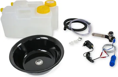 Image de 230V Mini-cuisine Camping Kit Évier rond 32cm Foncé Camping-car Lavabo