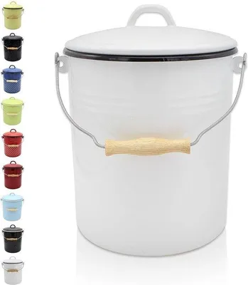 Produktbild von Weisser 5-Liter-Eimer mit Deckel und Holzgriff