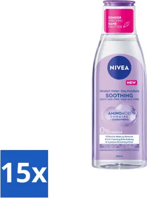 Immagine prodotto di NIVEA - Acqua micellare - Pelle sensibile - Anti-risidui - Rimuove il trucco waterproof - 200 ml - Value pack - 15 pezzi