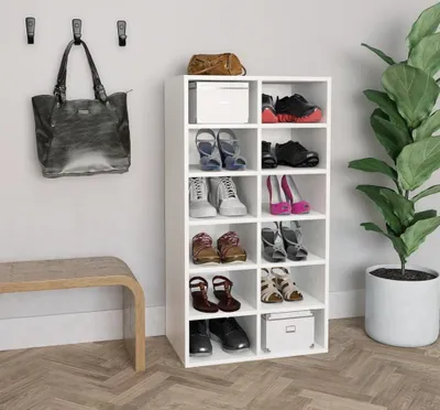 Produktbild von Möbel Schuhregal Weiß 54x34x100,5 cm Holzwerkstoff - Schuhregale &9787