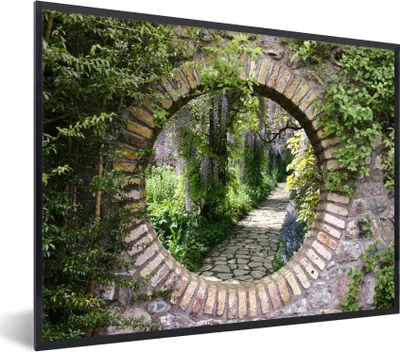 Produktbild von MuchoWow® Gerahmtes Poster Wald - Steine - Durchblick - Pfad 40x30 cm - Poster mit Schwarzem Bilderrahmen Wandposter Rahmen Foto Bilder - Kunstposter - Wanddekorationen