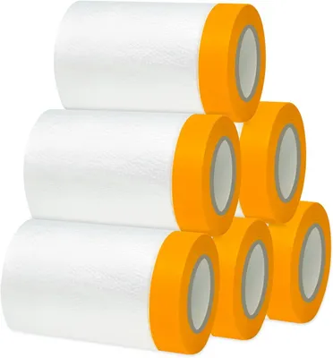 Imagen del producto de Película protectora con cinta adhesiva, 6 rollos, 55 cm x 20 m, para trabajos de pintura